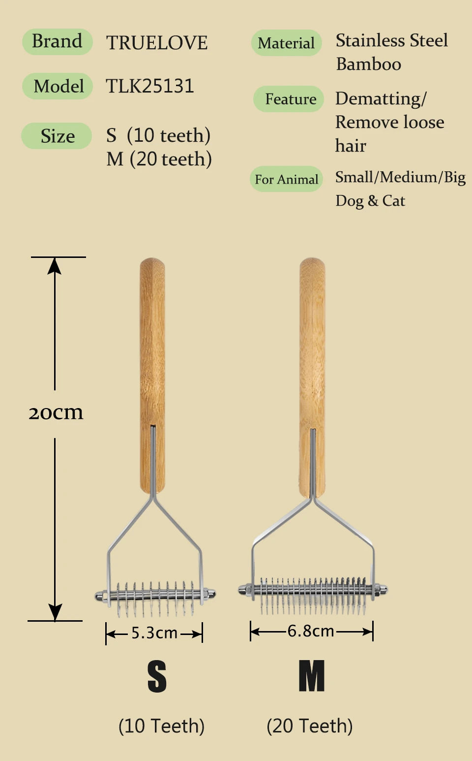 Truelove Deshedding Brush Pets Comb