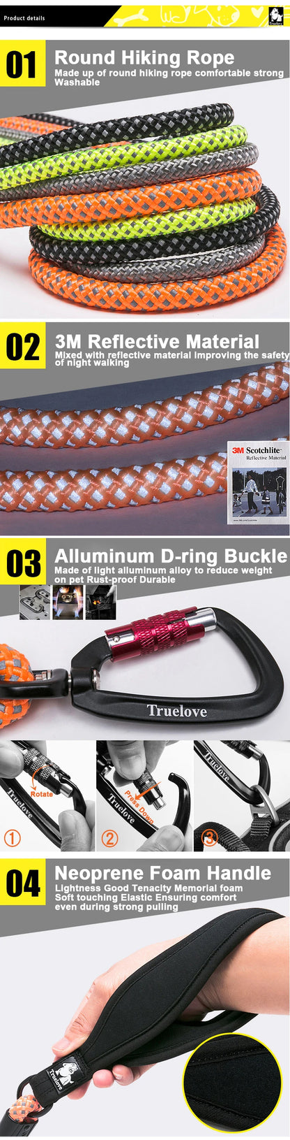 TrueLove Dog Pet Leash Nylon with Reflective Aluminum