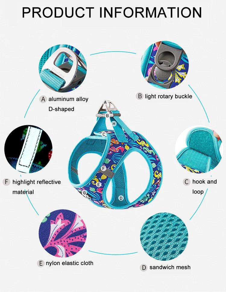 Truelove Floral Mesh Pet Harness &amp; Leash Set