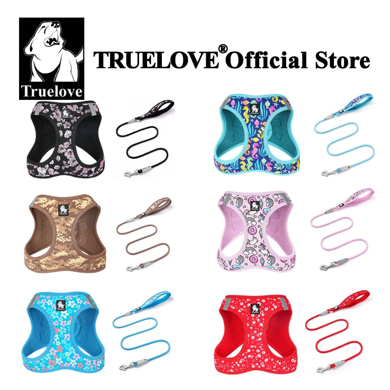 Truelove Floral Mesh Pet Harness &amp; Leash Set